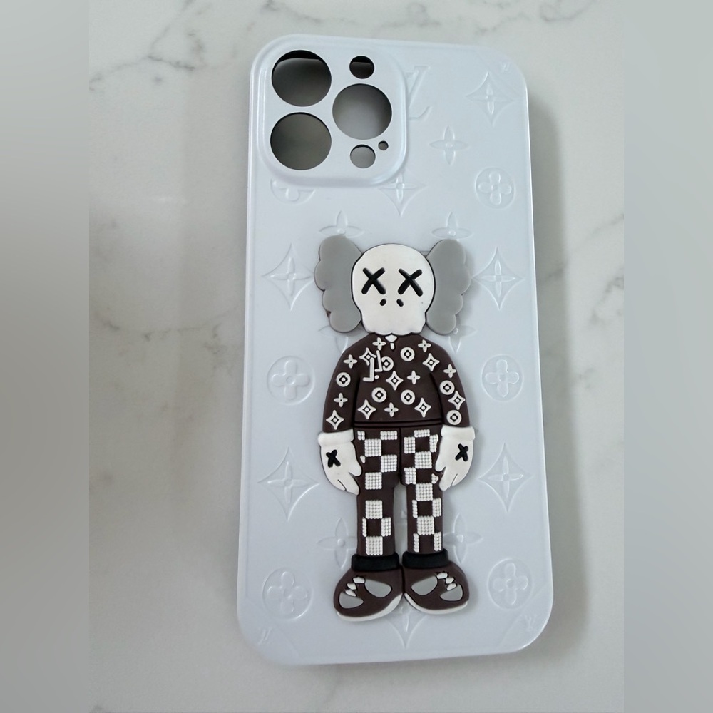 iPhone 13 Pro Max Designer White and Brown Phone Case